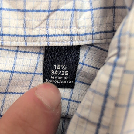 Chemise Chaps Regular Fit Stretch Bleu Carreaux Manches Longues 2XL