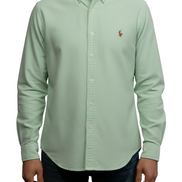Chemise Ralph Lauren verte clair logo marron taille XXL #2505