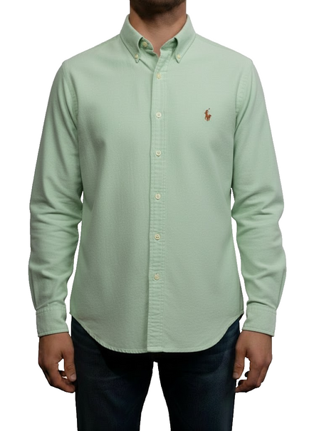 Chemise Ralph Lauren verte clair logo marron taille XXL #2505