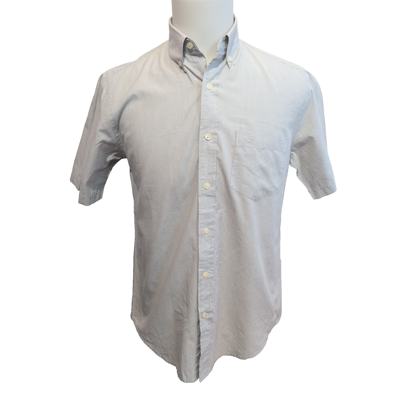 Chemise Dockers manches courtes grise à fines rayures 1 poche S
