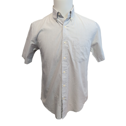 Chemise Dockers manches courtes grise à fines rayures 1 poche S