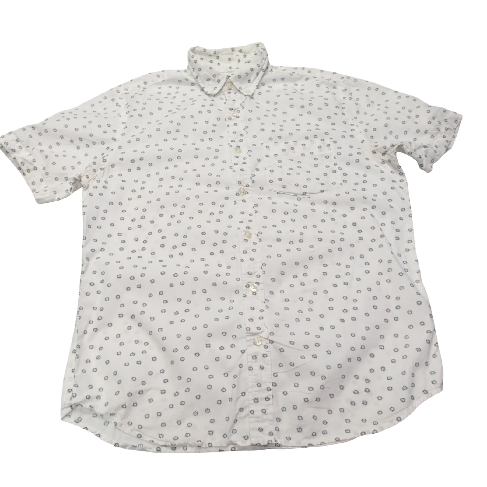 Chemise Old Navy blanche motifs marguerites manches courtes taille M homme