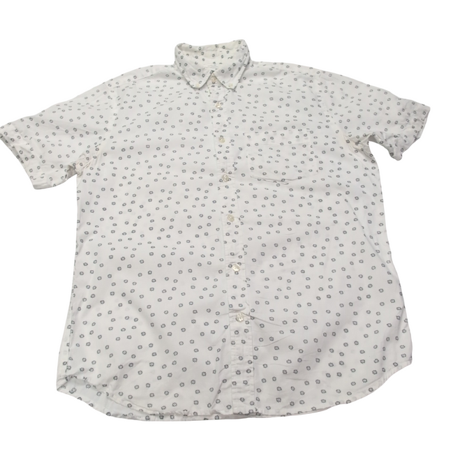Chemise Old Navy blanche motifs marguerites manches courtes taille M homme