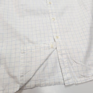Chemise YVES SAINT LAURENT L Blanche Carreaux Bleus 100% Coton Logo Rose