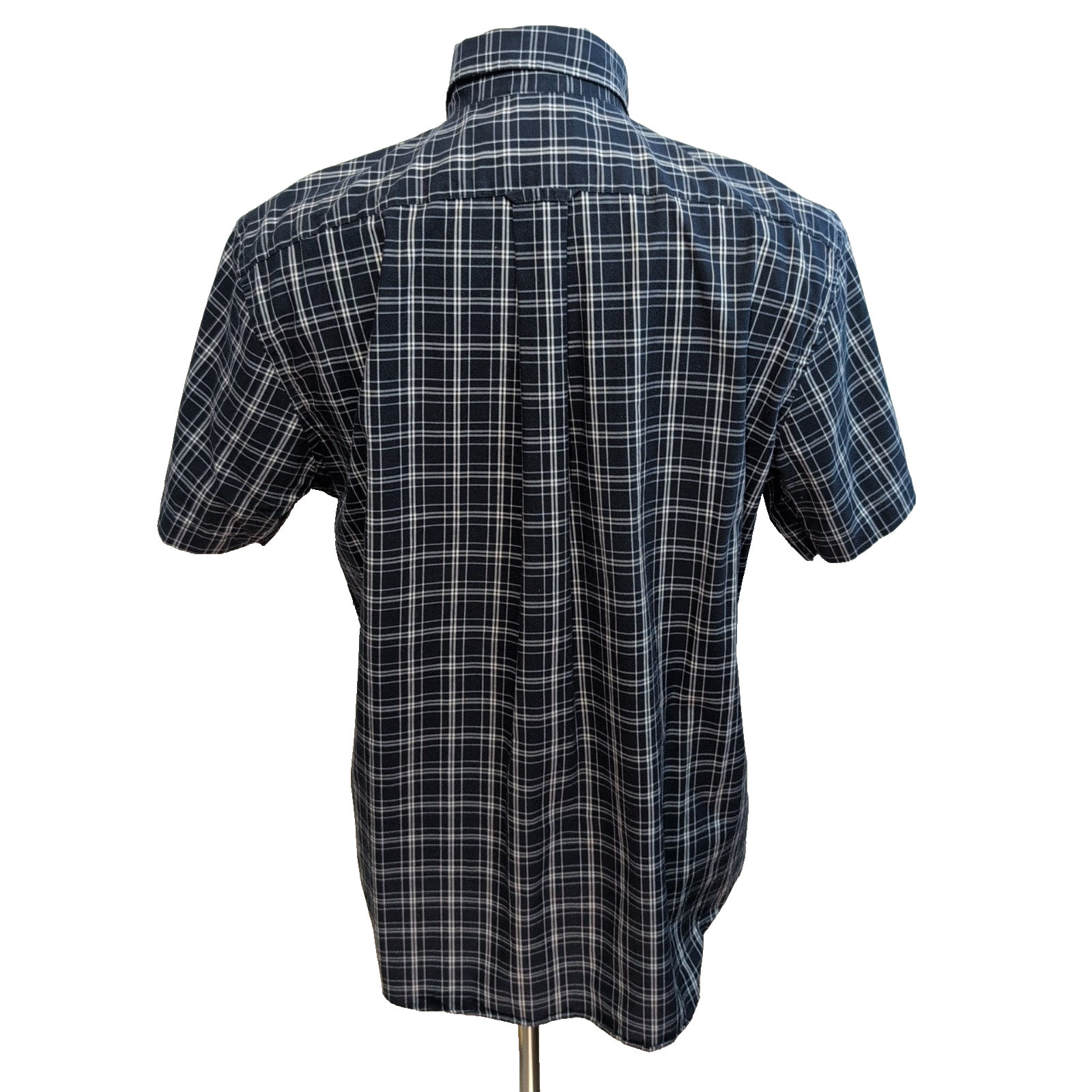 Chemise Nautica L Carreaux Bleu Marine Blanc Manches Courtes