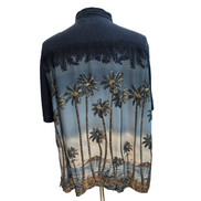Chemise Hawaïenne Batik Bay XXL Bleu Marine Palmiers Rayonne manches courtes