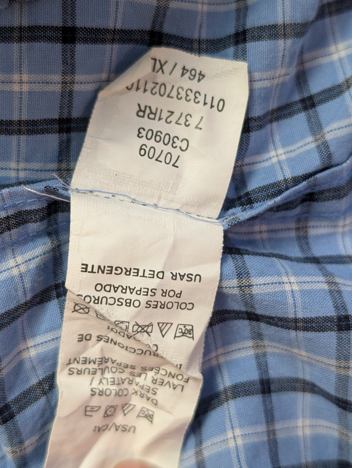 Chemise CHAPS manches courtes bleu à carreaux taille XL #233msch