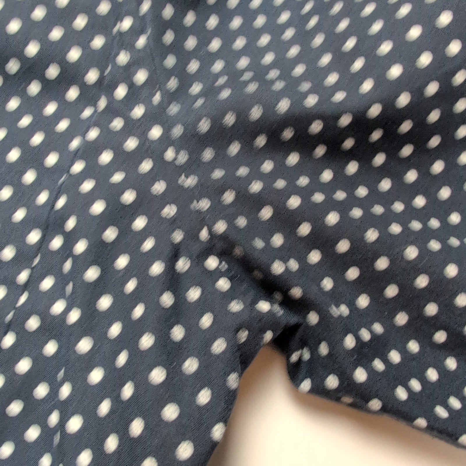 Chemise H&M Slim Fit L Bleu Marine Pois Blanc Homme Manches Longues