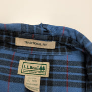 Chemise L.L. BEAN Flanelle Vintage Carreaux Bleu Noir Manches Longues Taille XL