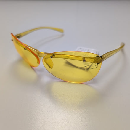 Lunettes de soleil Y2K Grand verre ovale Jaune transparent