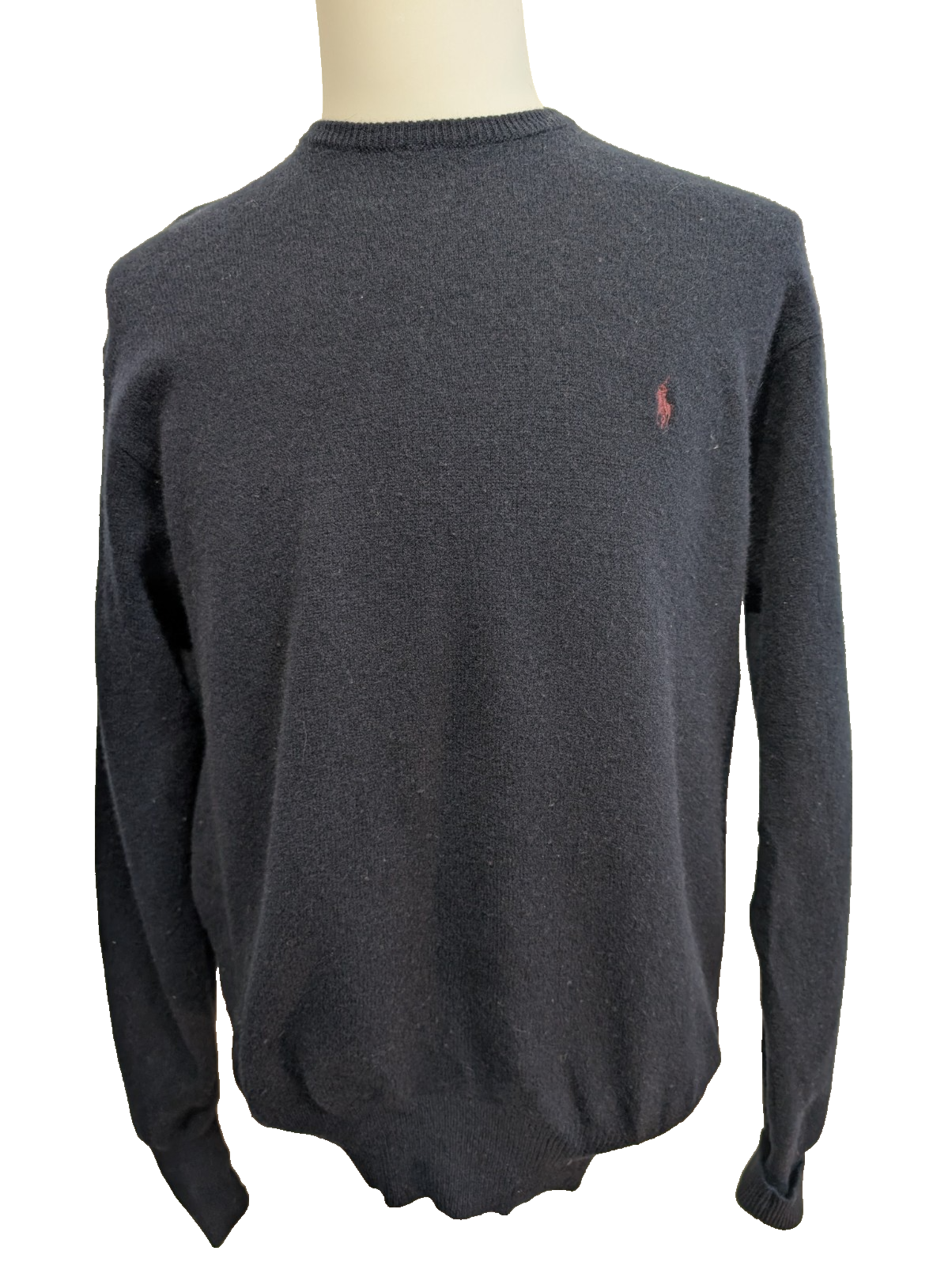 Pull Col Rond POLO Ralph Lauren Bleu Marine 100% Laine d'Agneau - Taille L