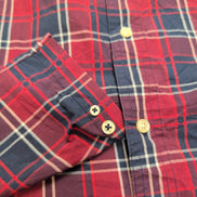 Chemise Chaps XL Bleu Marine Rouge Carreaux Custom Fit Logo Poche