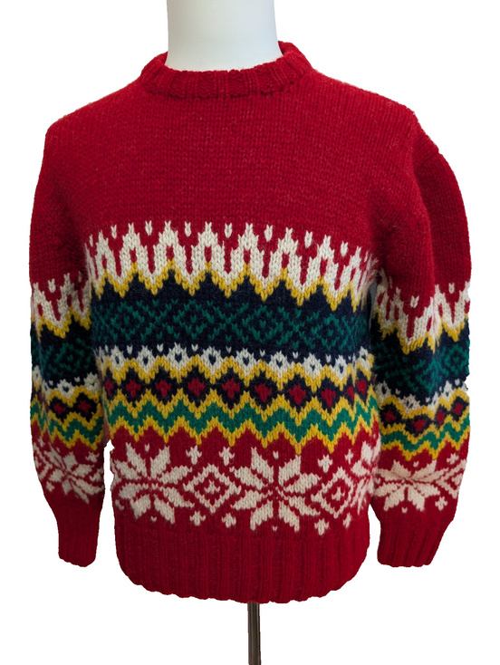 Pull POLO RALPH LAUREN Fait Main L 100% LAINE Motif Flocon Neige Rare Luxe Homme