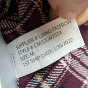 🐻 CHEMISE FLANELLE CHAPS M (G) CARREAUX BORDEAUX MARRON LOGO CUIR