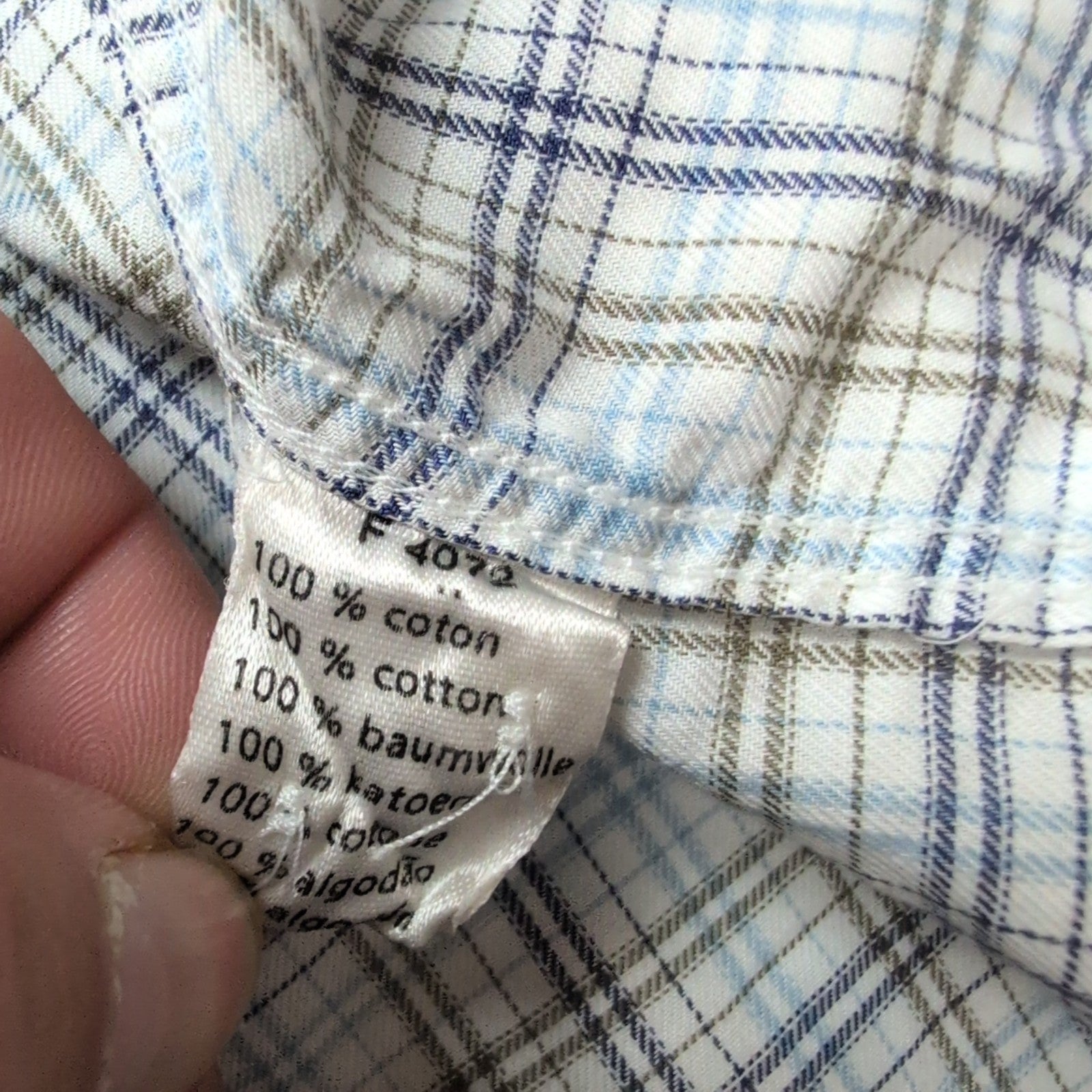 Chemise Lacoste XL 44 Made in France Carreaux Bleu Logo Poche manches longues