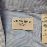 Chemise Dockers manches courtes bleu à rayures taille L #263