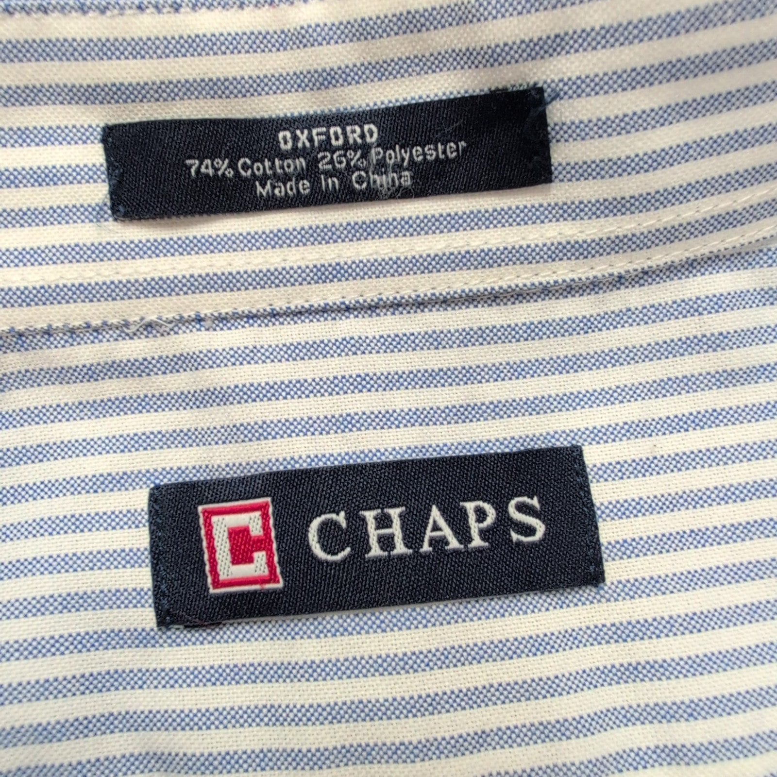 Chemise Chaps Oxford Bleue à Rayures manches longues Taille L/XL