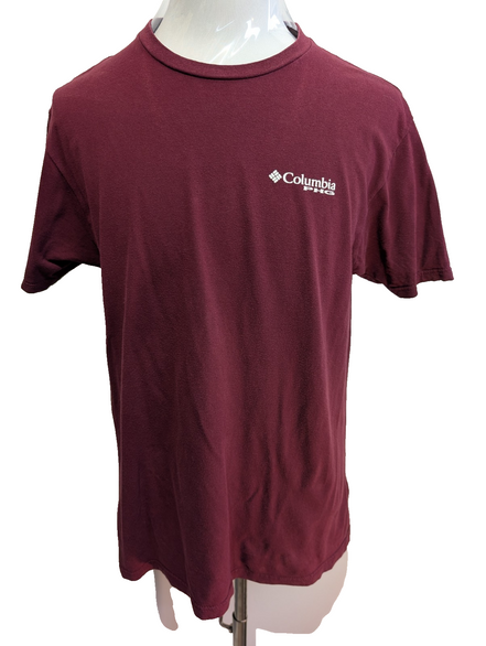 COLUMBIA PFG T-Shirt Homme L Bordeaux Pêche Logo Vintage Fishing Outdoor |101T