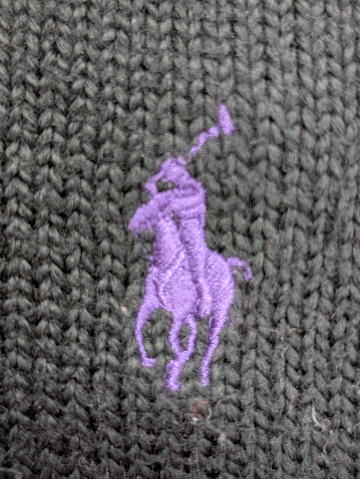 Pull Chaud Polo Ralph Lauren Bleu Marine Col Rond Taille L Logo Violet