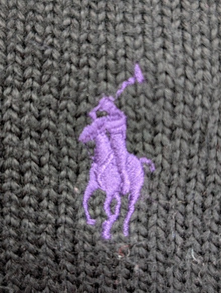 Pull Chaud Polo Ralph Lauren Bleu Marine Col Rond Taille L Logo Violet