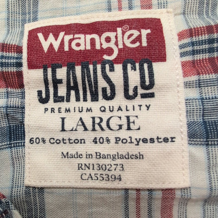 Chemise WRANGLER Western à Carreaux avec Poches Manches Longues - Taille L