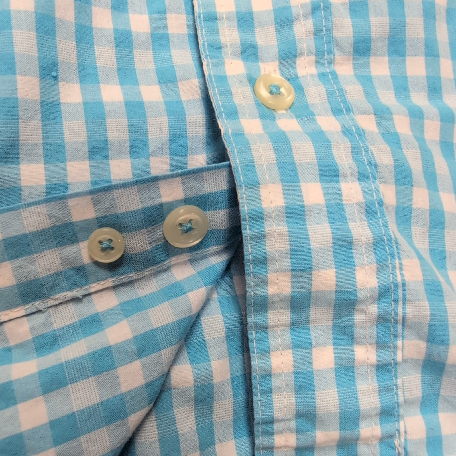 Chemise Chaps Bleu Ciel Petits Carreaux Taille XL TG Manches courtes