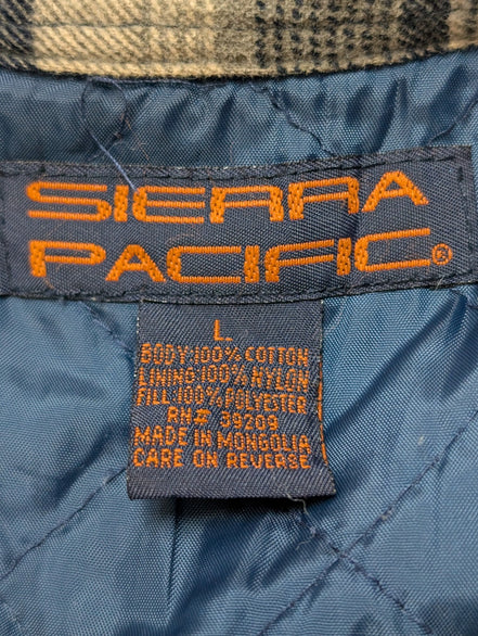 Sierra Pacific Surchemise Flanelle Matelassée T.L Veste Carreau Bleu |245S