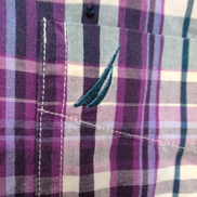 Chemise Nautica L Vert Violet Carreaux Coton Logo Brodé Poche manches longues