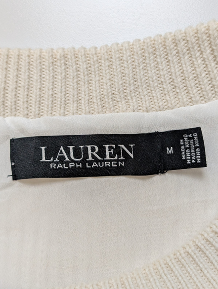 Pull Lauren Ralph Lauren Femme Blanc Crème Doublé Coton Taille M Excellent État