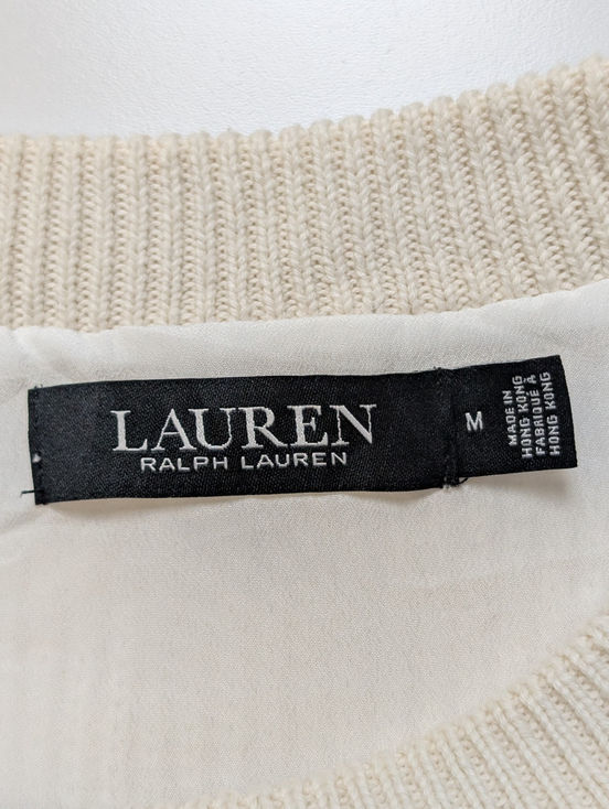 Pull Lauren Ralph Lauren Femme Blanc Crème Doublé Coton Taille M Excellent État