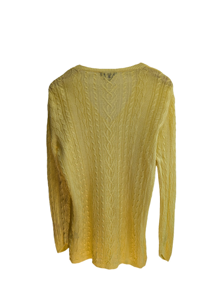 Pull femme LAUREN Ralph Lauren 100% lin jaune col V torsadé taille XL