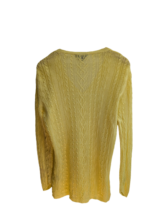 Pull femme LAUREN Ralph Lauren 100% lin jaune col V torsadé taille XL