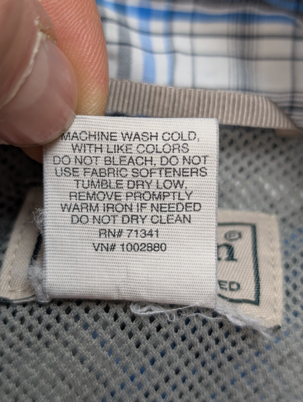 CHEMISE NYLON TECHNIQUE L.L. BEAN M (M) CARREAUX BLEU BLANC TREK