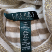 Pull Ralph Lauren (Lauren) Femme M Blanc Cassé Rayures Dorées Métal Chic 🏷️