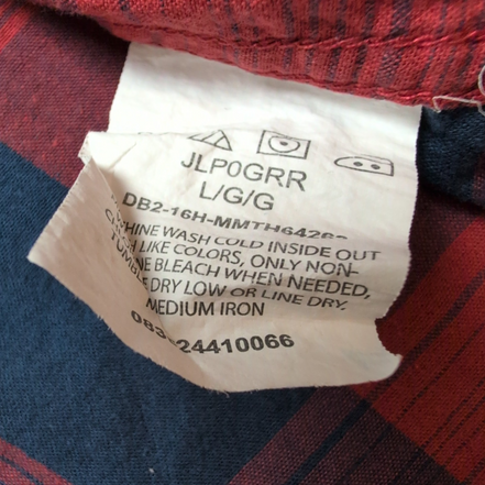 Chemise Wrangler Manches Longues à Grands Carreaux Bleu et Rouge Taille L