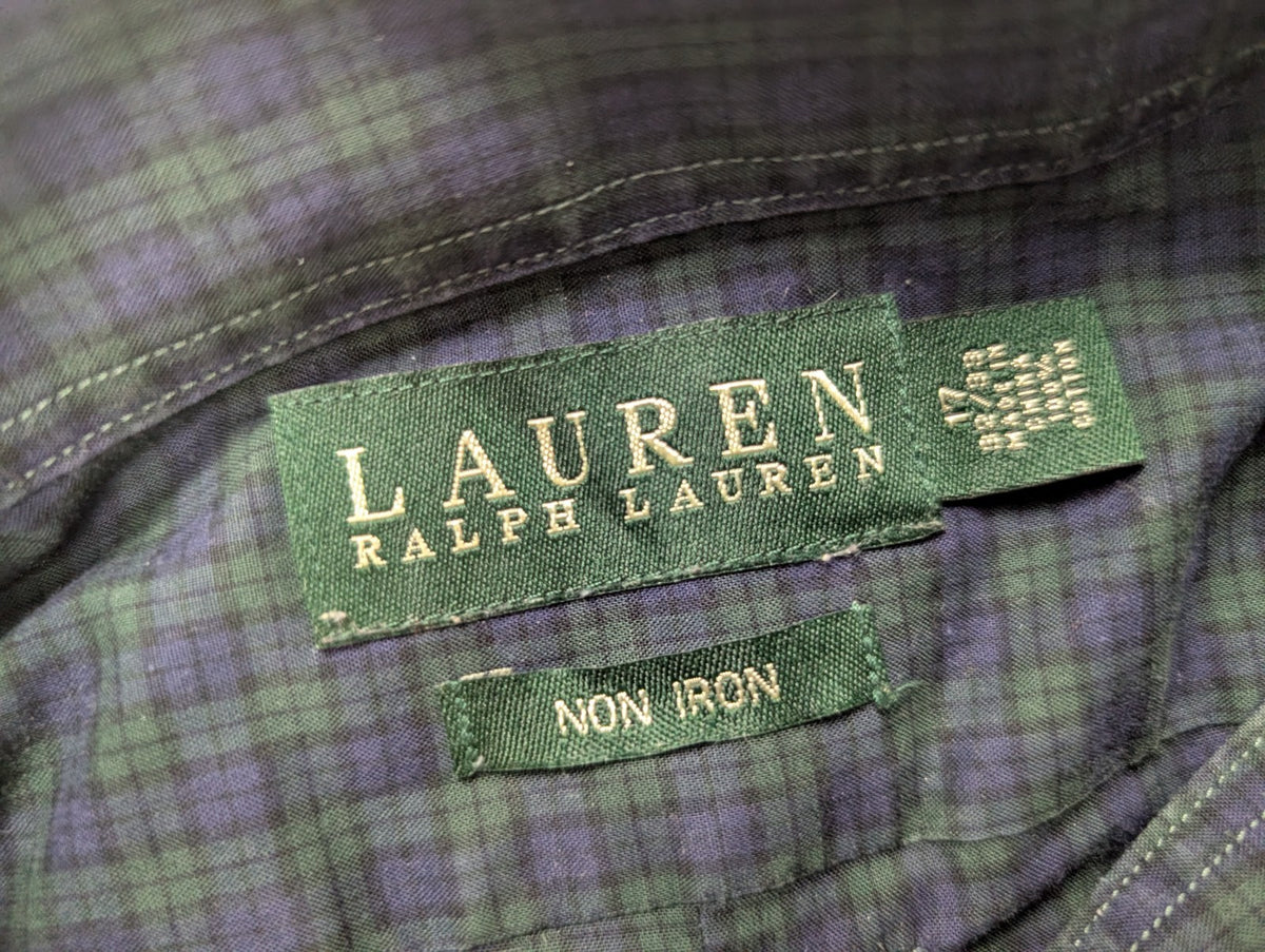 Chemise Lauren Ralph Lauren XL carreaux vert bleu violet shirt button down
