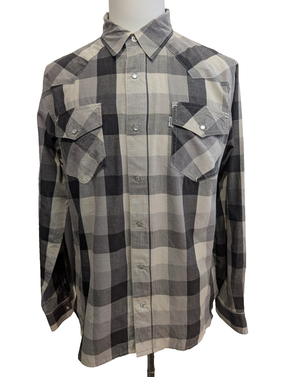 Chemise Levi's Western Carreaux Crème et Noir - Pressions Translucides - T.L