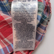 Chemise Chaps rouge à carreaux lin et coton workwear manches courtes à poche XL