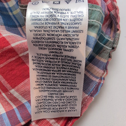 Chemise Chaps rouge à carreaux lin et coton workwear manches courtes à poche XL