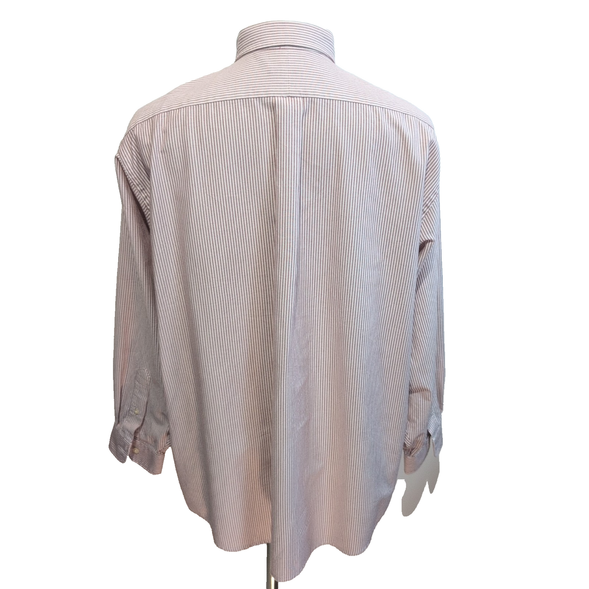 Chemise LL Bean XXL Bordeaux Rayures Coton Poche 17.5 Manches Longues
