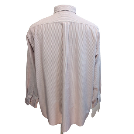 Chemise LL Bean XXL Bordeaux Rayures Coton Poche 17.5 Manches Longues