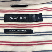 Chemise Nautica Traveller Twill L Rayures Rouge Blanc 100% Coton manches longues