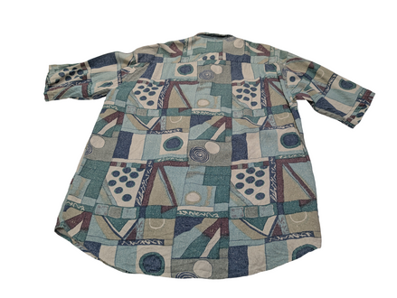 Chemise hawaïenne soie Nine Twenty East abstrait manches courtes taille M