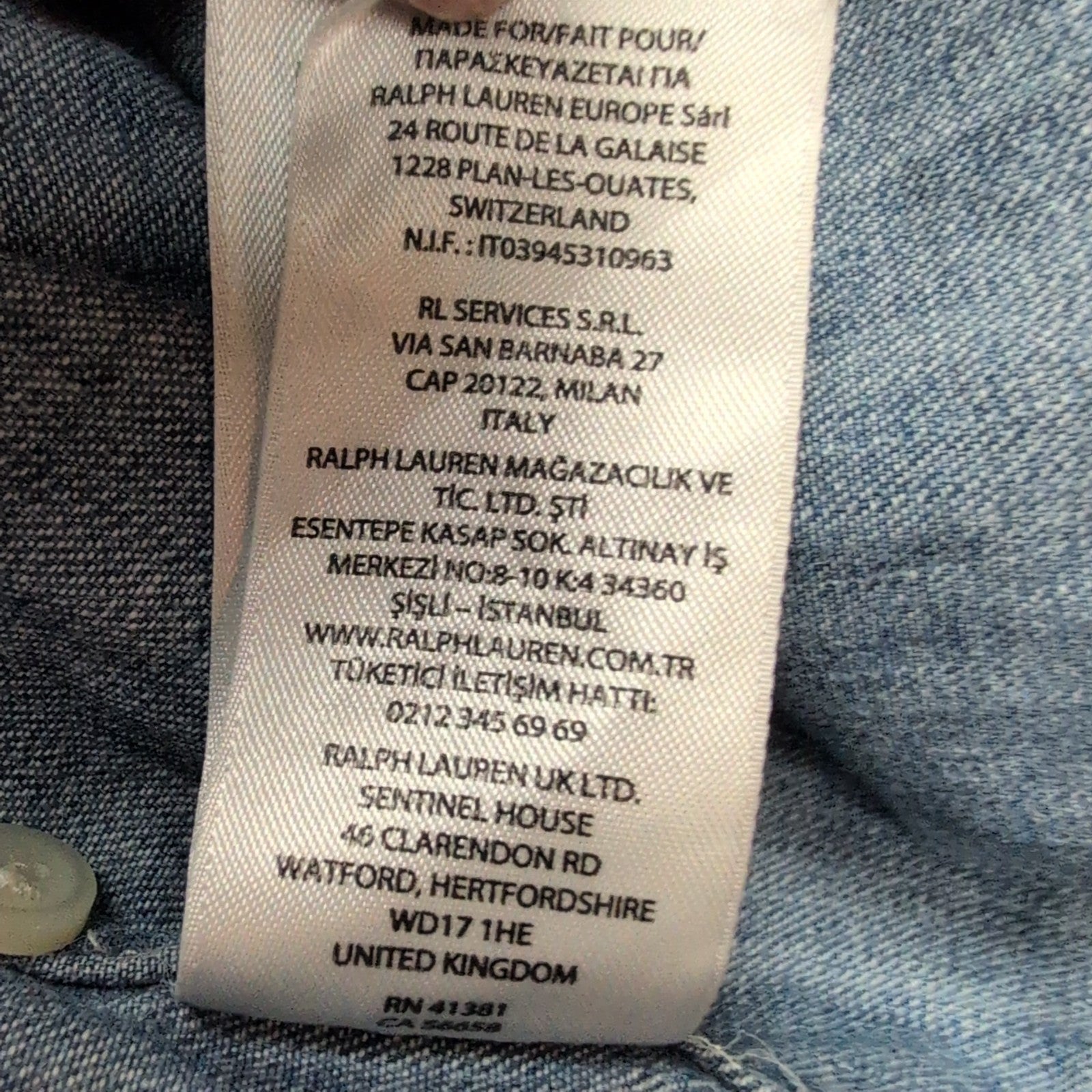 Chemise Polo Ralph Lauren 2XB 2XLT Jean Bleu QR Code Logo Marron