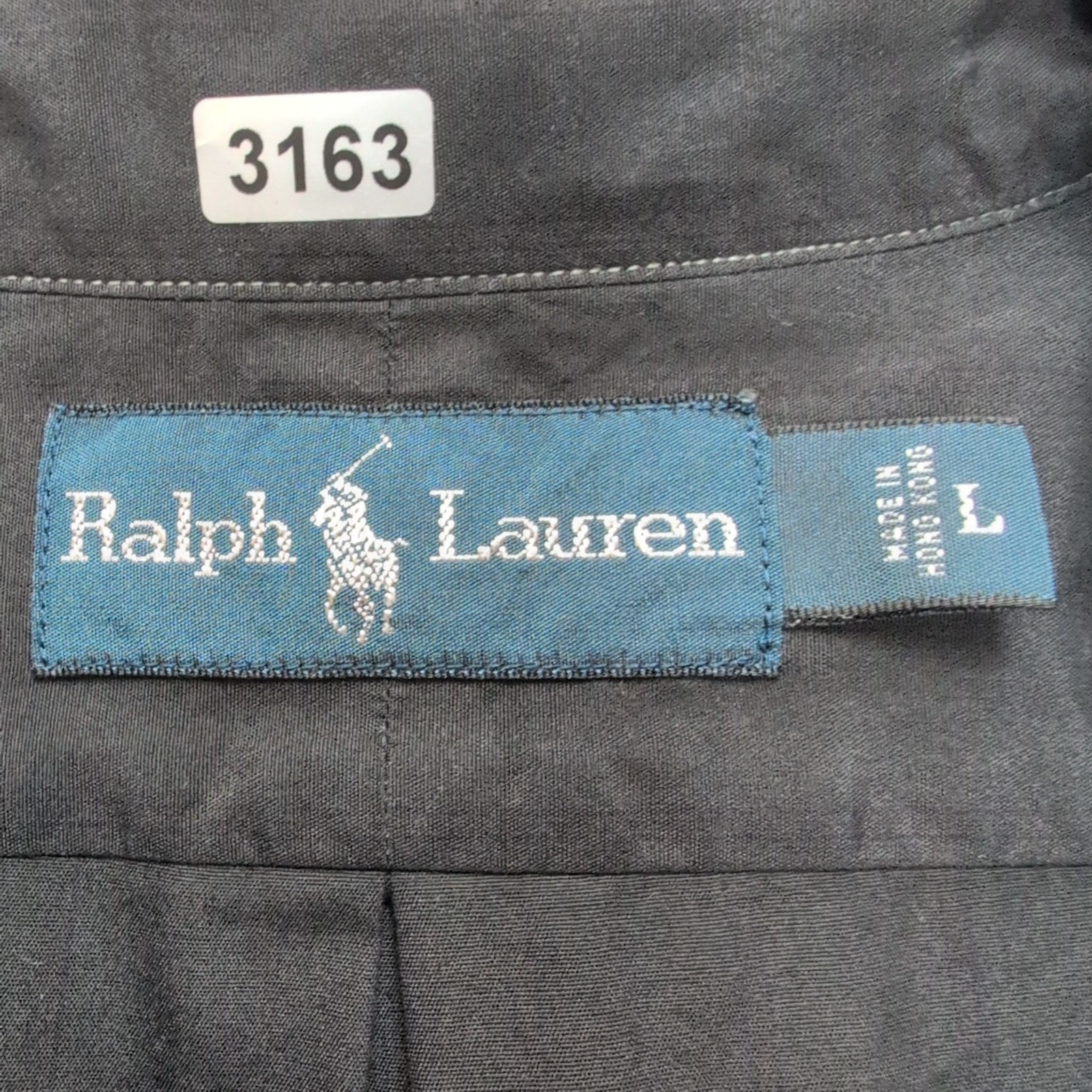 Chemise Ralph Lauren Vintage L noire logo violet manches longues