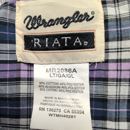 Chemise Wrangler Riata Manches Longues à Carreaux Violet Bleu et Noir Taille L