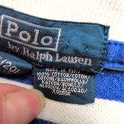 Polo Ralph Lauren Homme XS Bleu Blanc Rayures Logo Orange Polo Manches Courtes