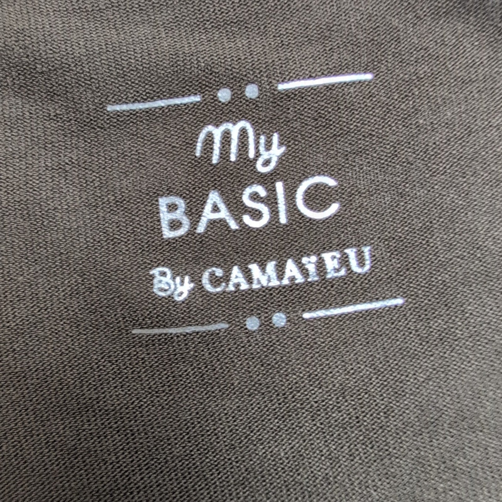 Haut Femme Taille S Camaïeu Basic Kaki Col V Sans Manches Neuf Étiquette
