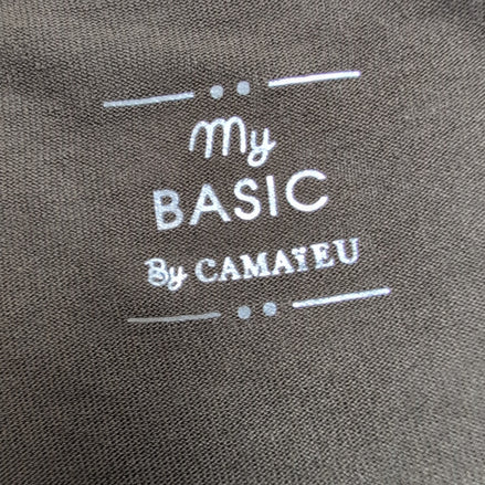 Haut Femme Taille S Camaïeu Basic Kaki Col V Sans Manches Neuf Étiquette