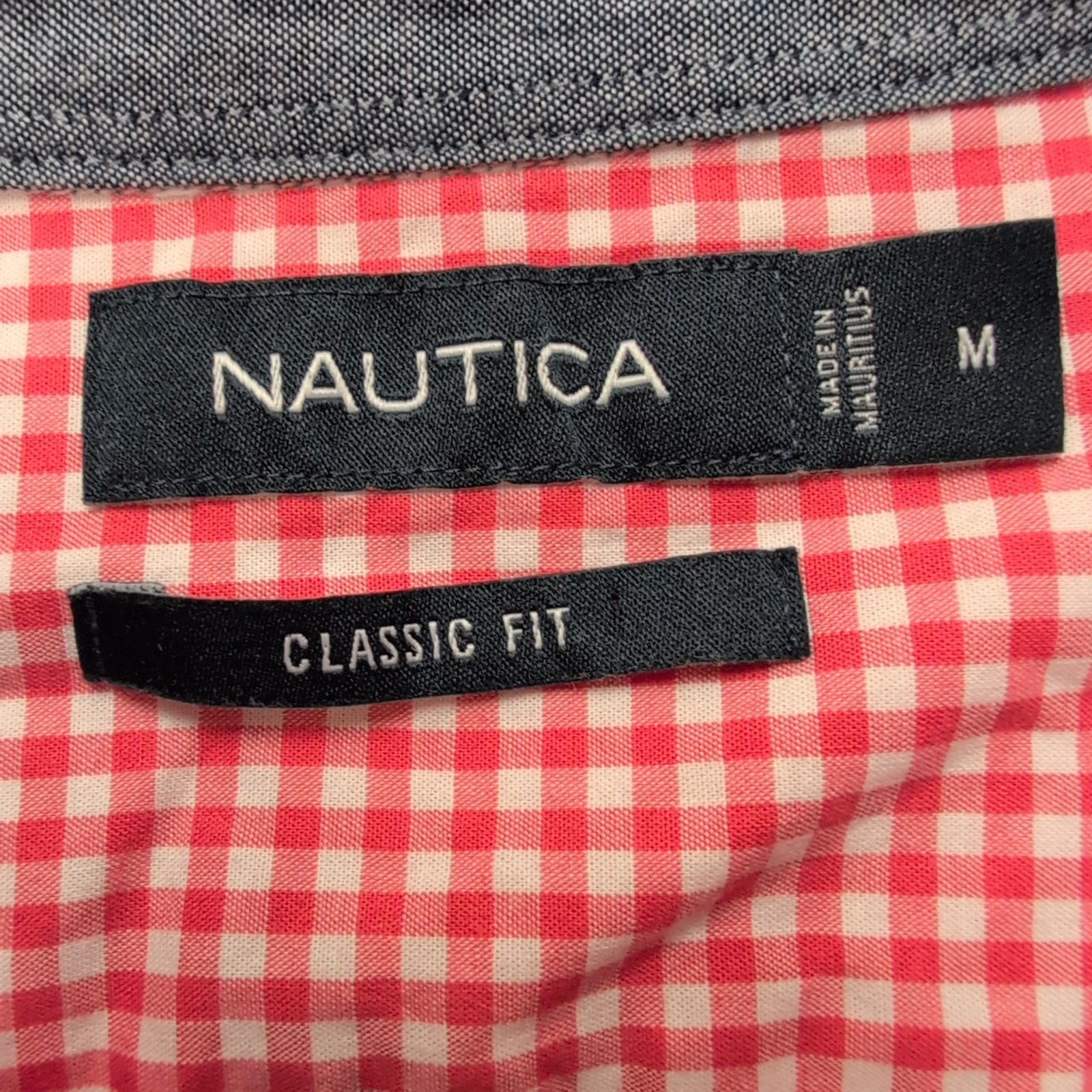 Chemise Nautica M Classic Fit Made in Mauritius Rouge a carreaux Manches Longues